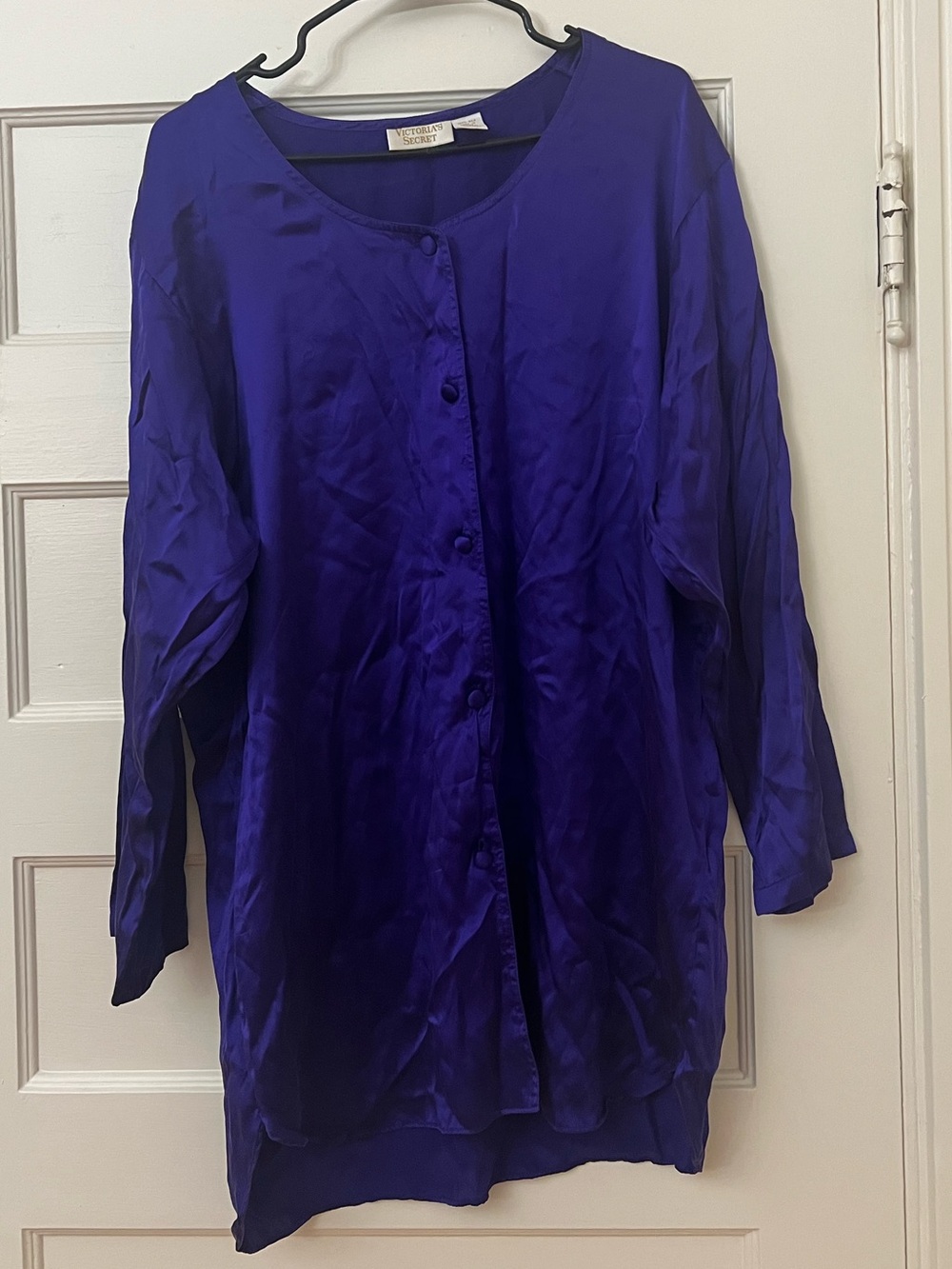 Vintage Victoria’s Secret 100% Silk Royal Purple Button Up Night Dress— Size L